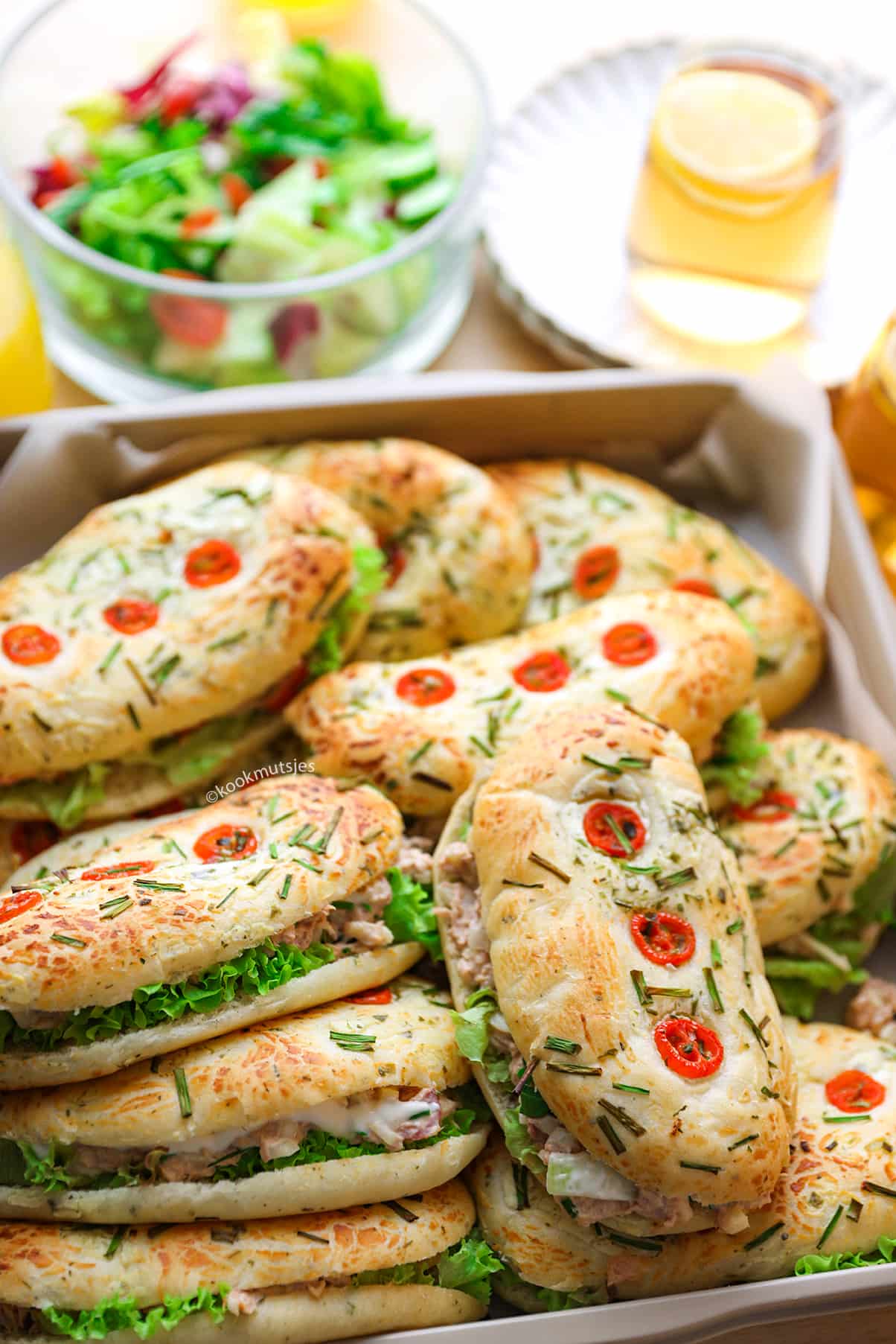 Zachte roomkaas broodjes eindresultaat Kookmutsjes