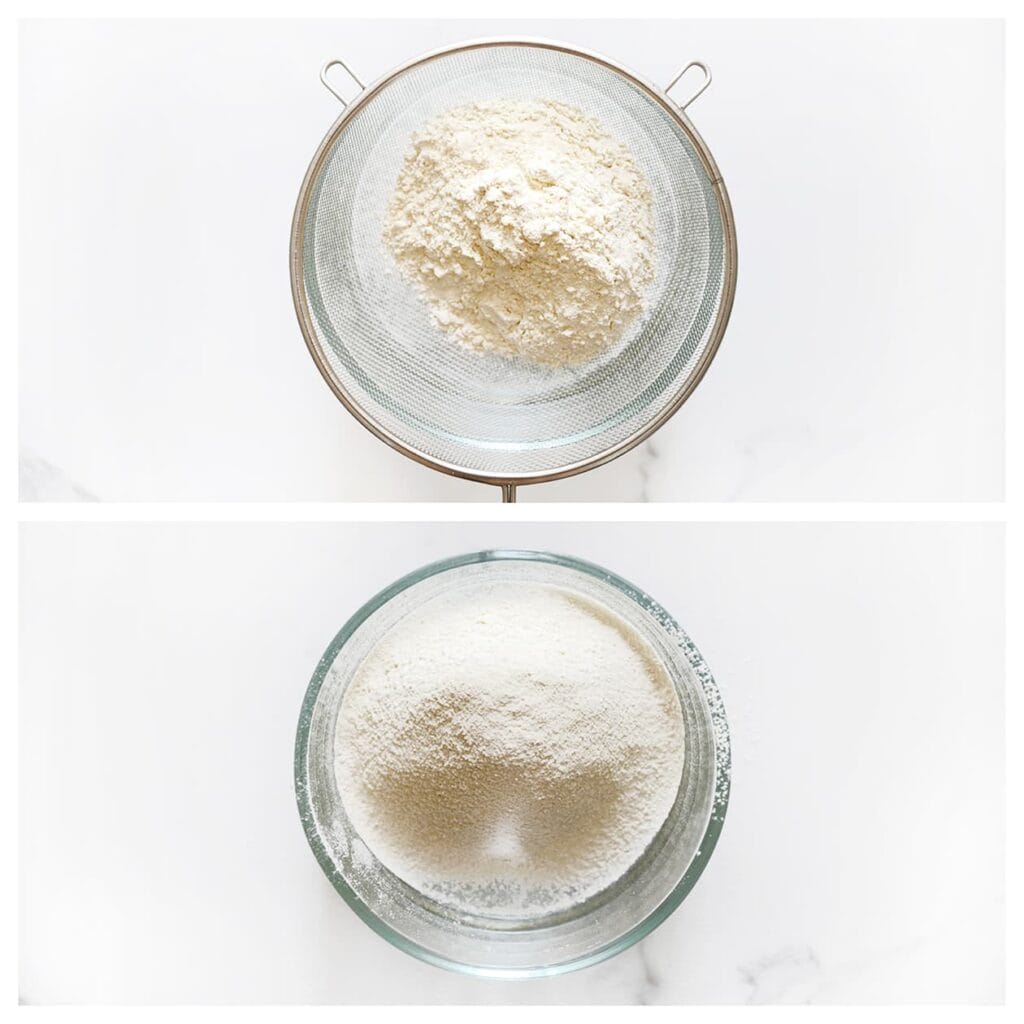 Zeef de bloem boven een kom.