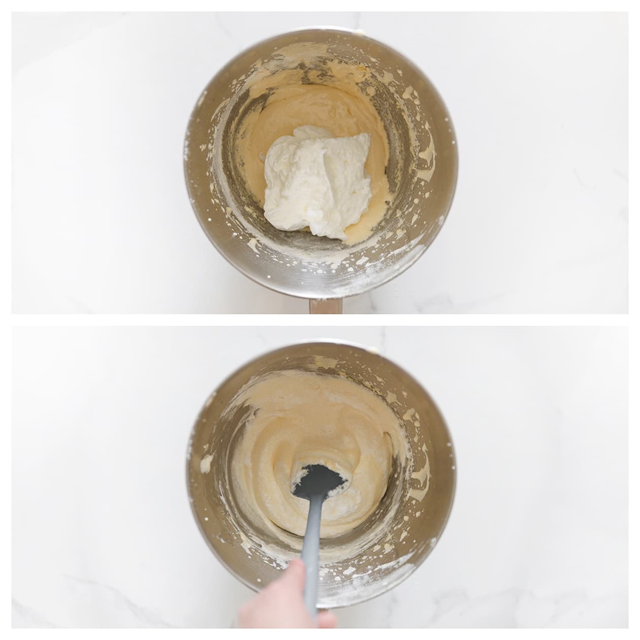 Eiwitten door het beslag spatelen voor de biscuit