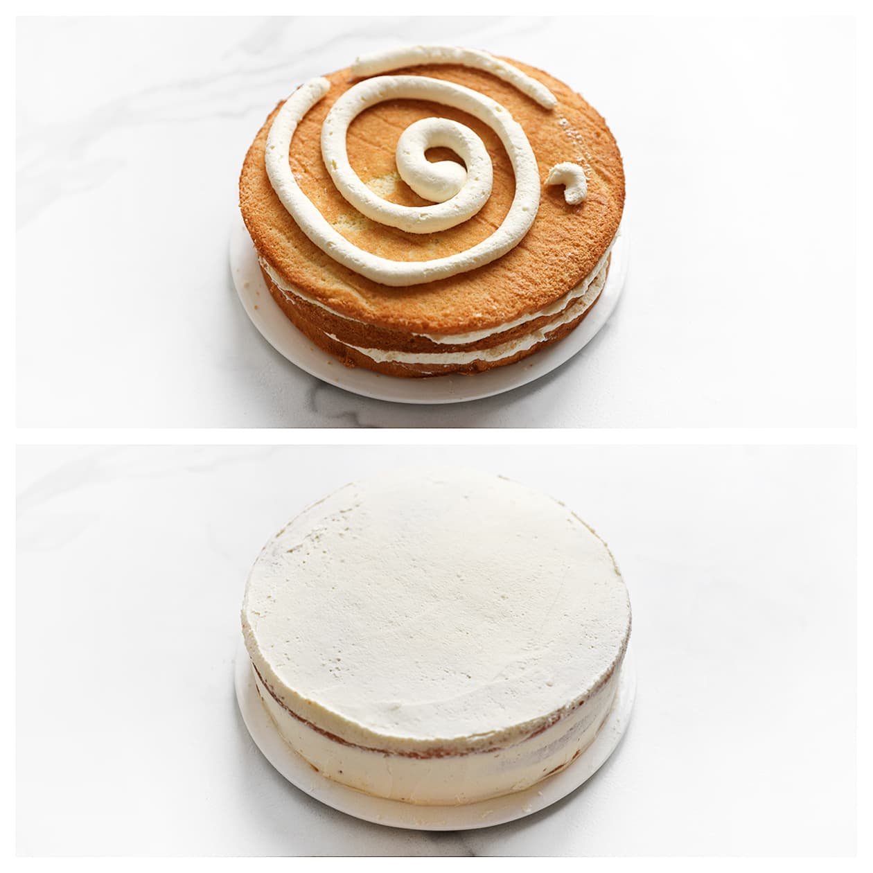 Slagroom over biscuit smeren