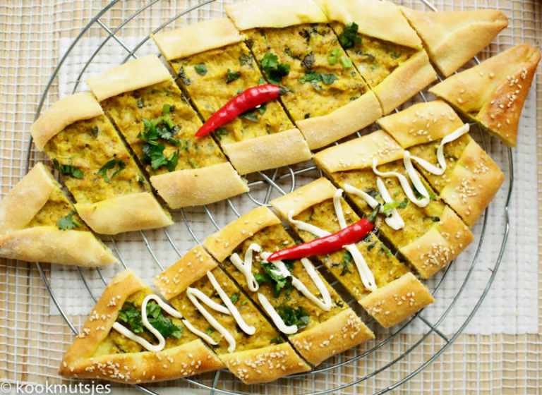 Platte broodjes met kip