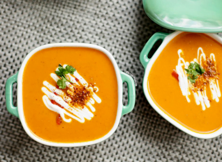 Gegrilde paprika soep