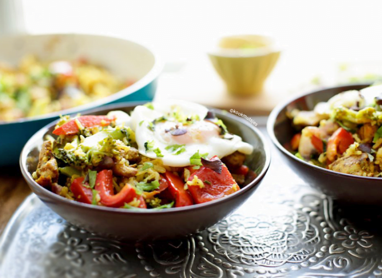 Rijst met kip en groenten