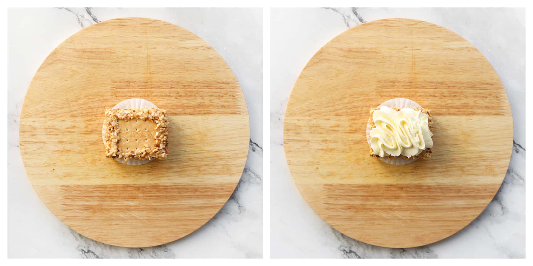 Slagroomgebakje garneren met slagroom