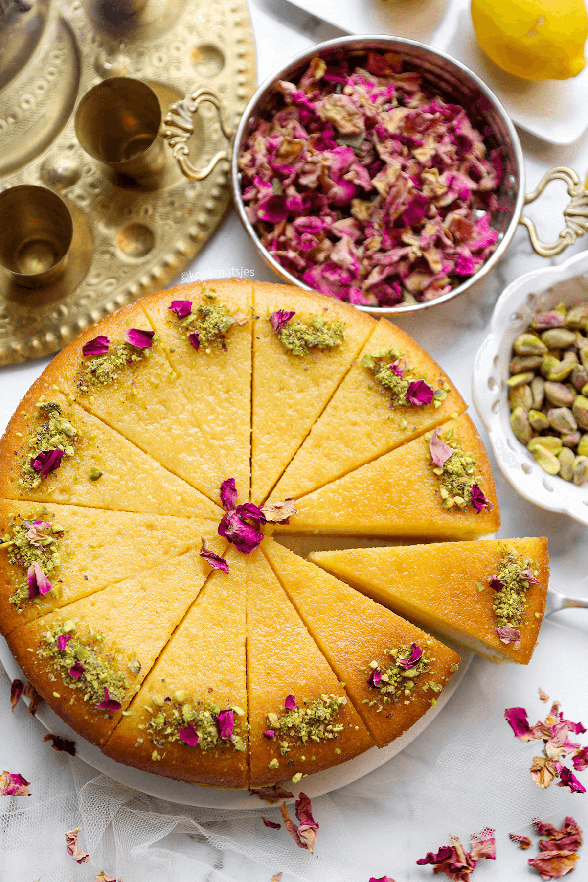 Basbousa cheesecake eindresultaat Kookmutsjes
