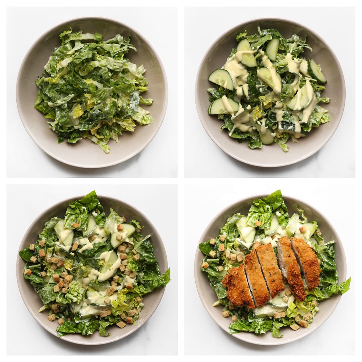 Salade mengen met kip voor de caesar salade