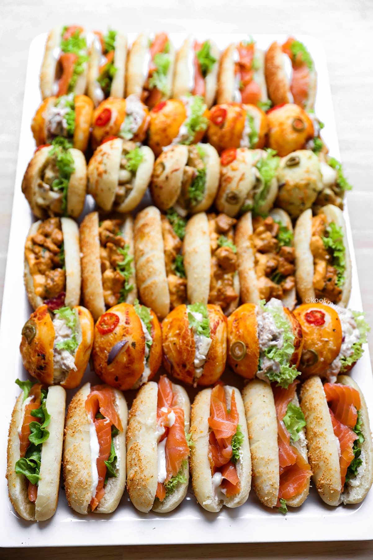 Mini broodjes - 4 soorten eindresultaat Kookmutsjes