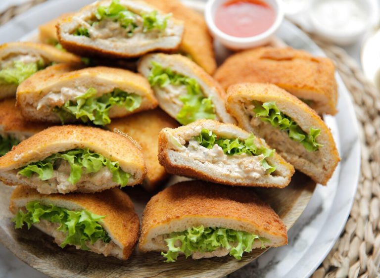 Gebakken broodjes met kabeljauwsalade (geen oven)