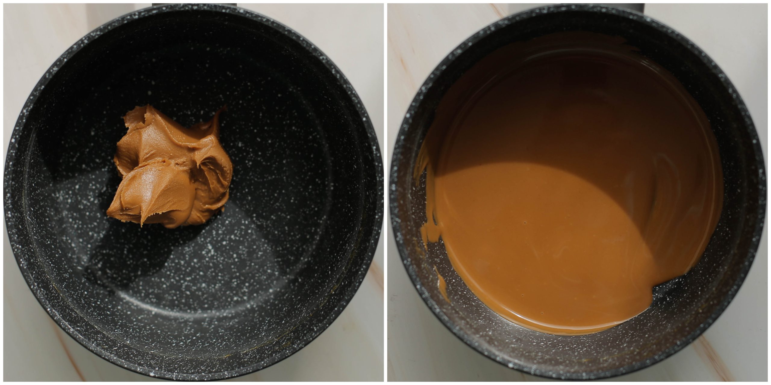 Speculoos opwarmen in een steelpan tot deze vloeibaar is