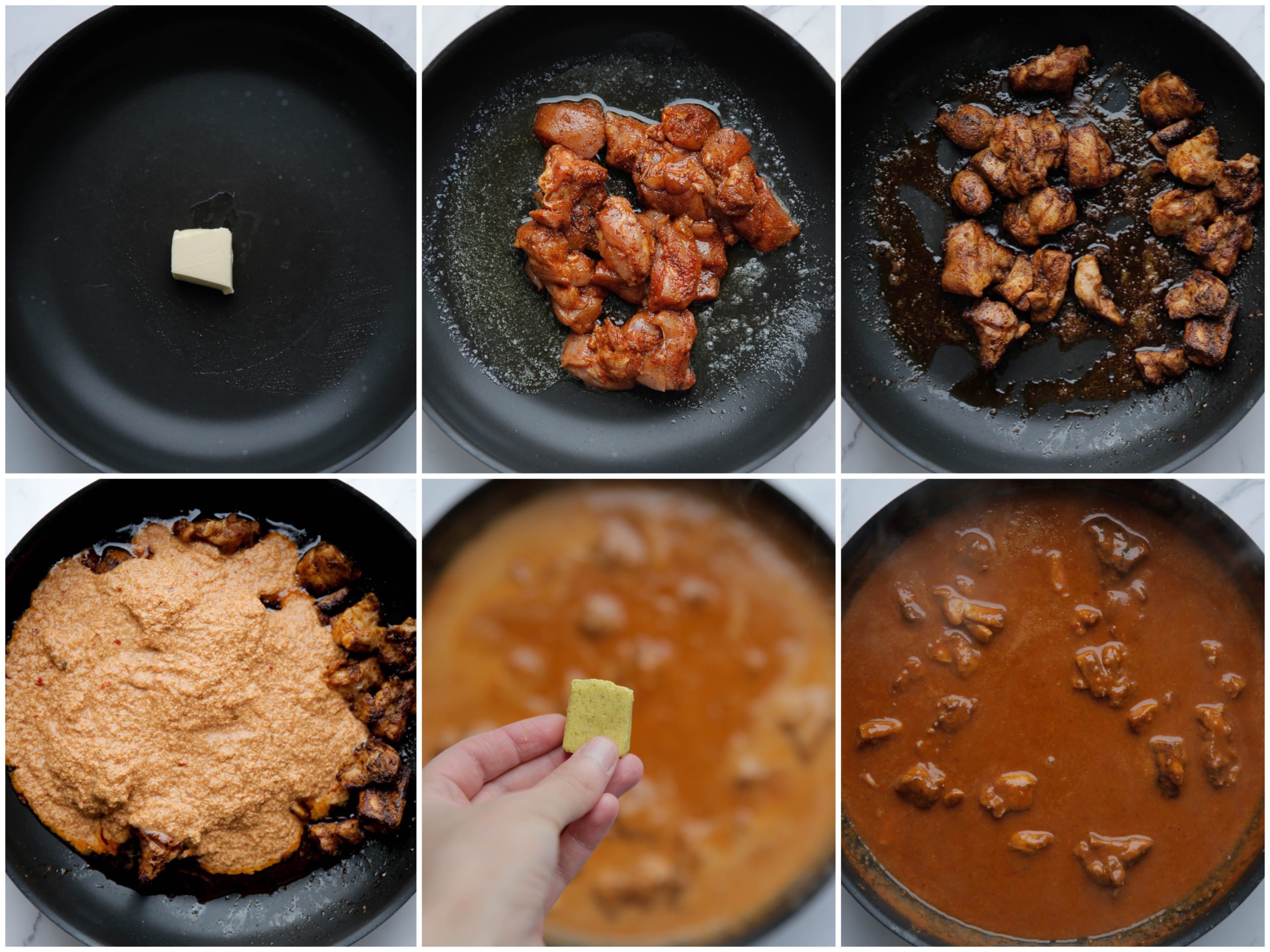 Kip bakken en koken in pindasaus