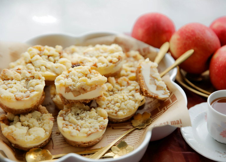 Mini appelkruimel cheesecakes