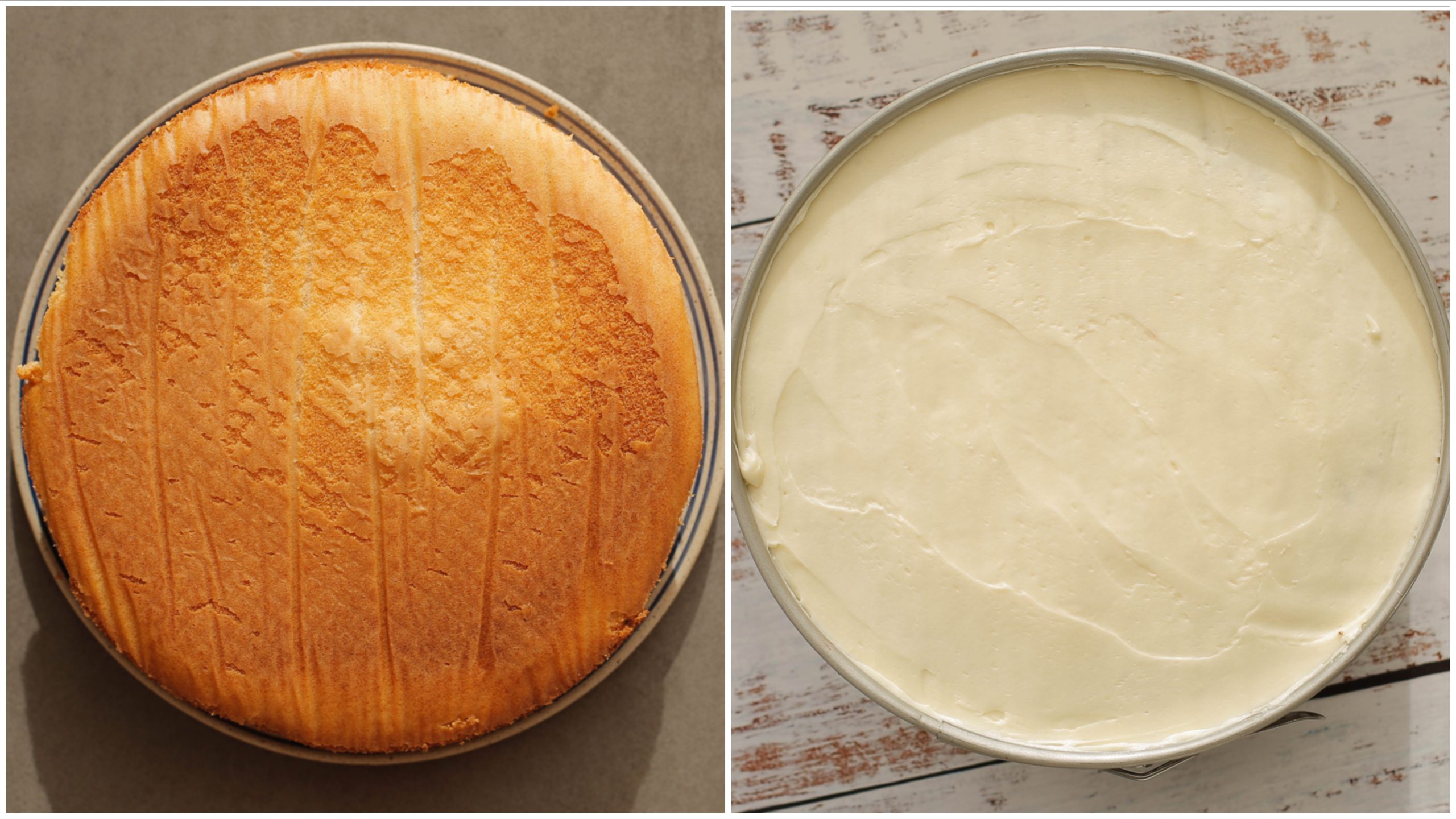 Schep de topping bovenop de cake en smeer deze gelijkmatig uit. Leg de cake afgedekt voor een paar uur in de koelkast.