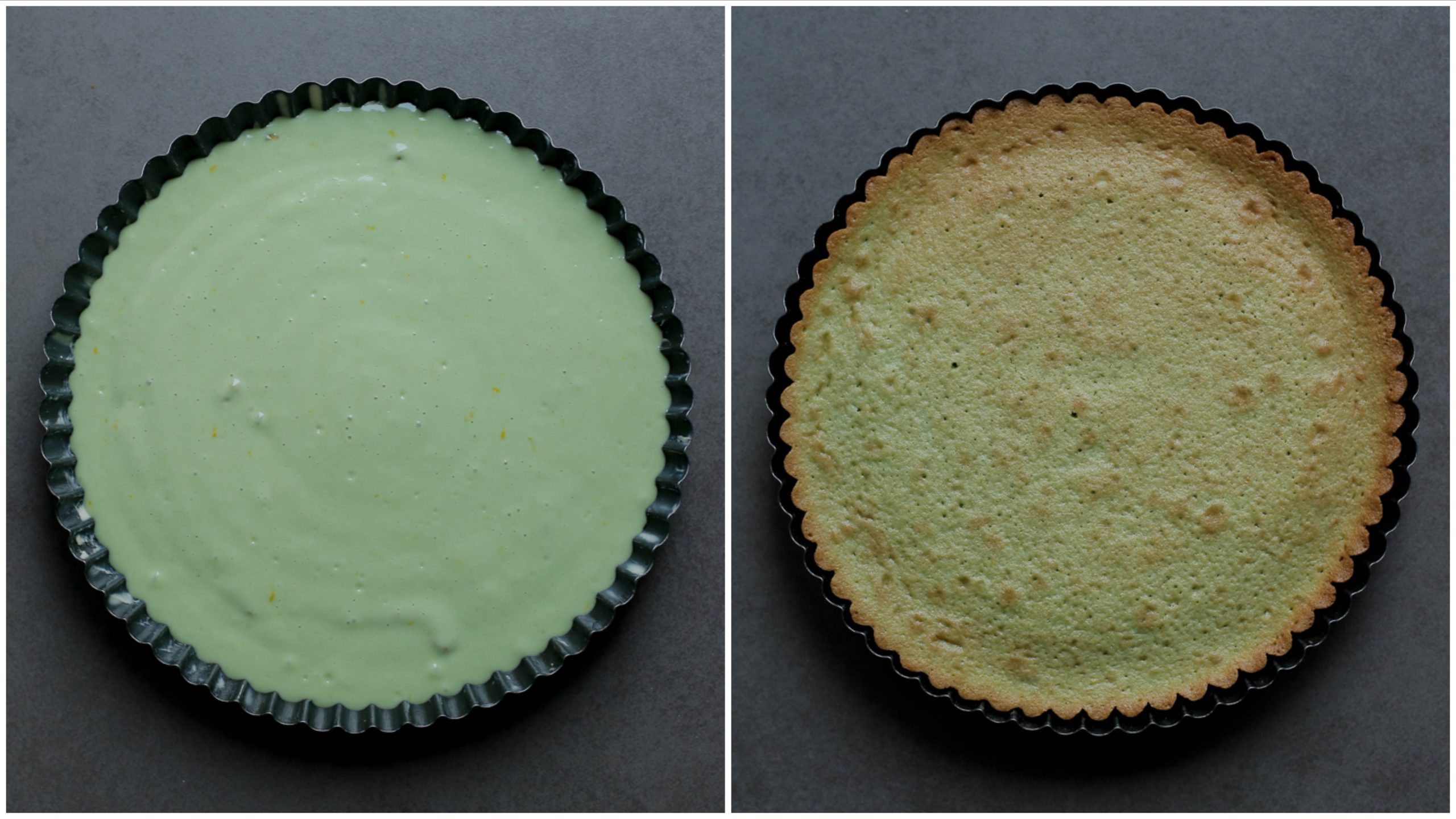 Pistachecake bakken in de oven