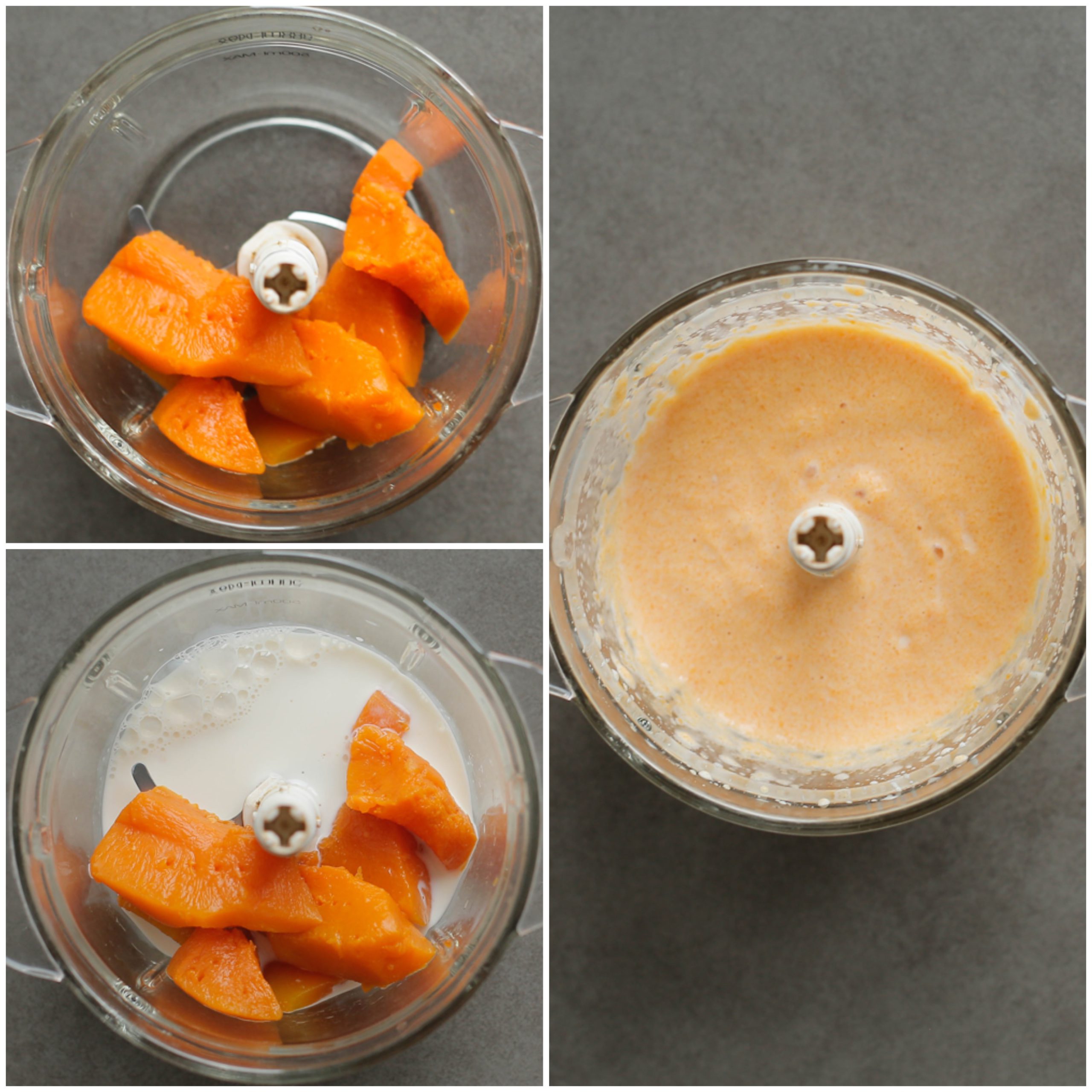 Pompoenmengsel mixen in hakmolen