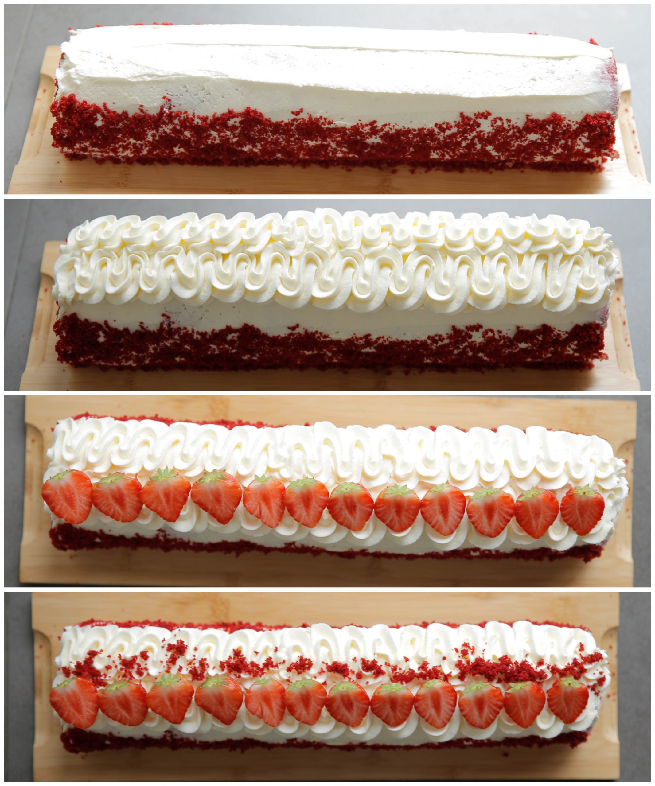 Red velvet rolcake garneren