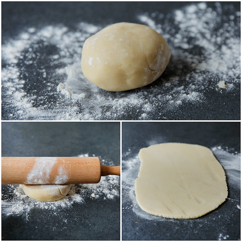 Neem een stuk van het koekjesdeeg en rol deze, met een deegroller, uit tot de grootte van de bakvorm.