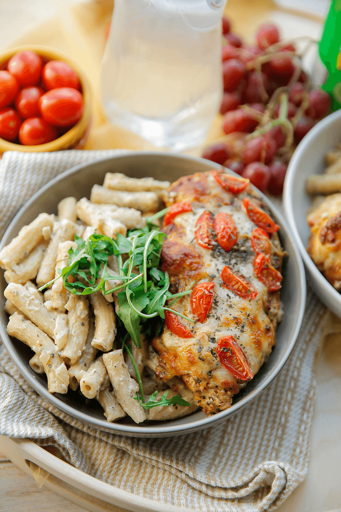 Pasta met gevulde kip eindresultaat