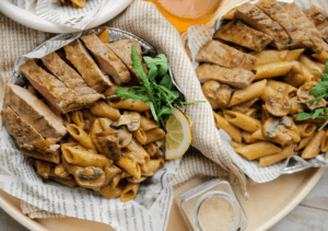 Biefstuk met penne van Kookmutsjes