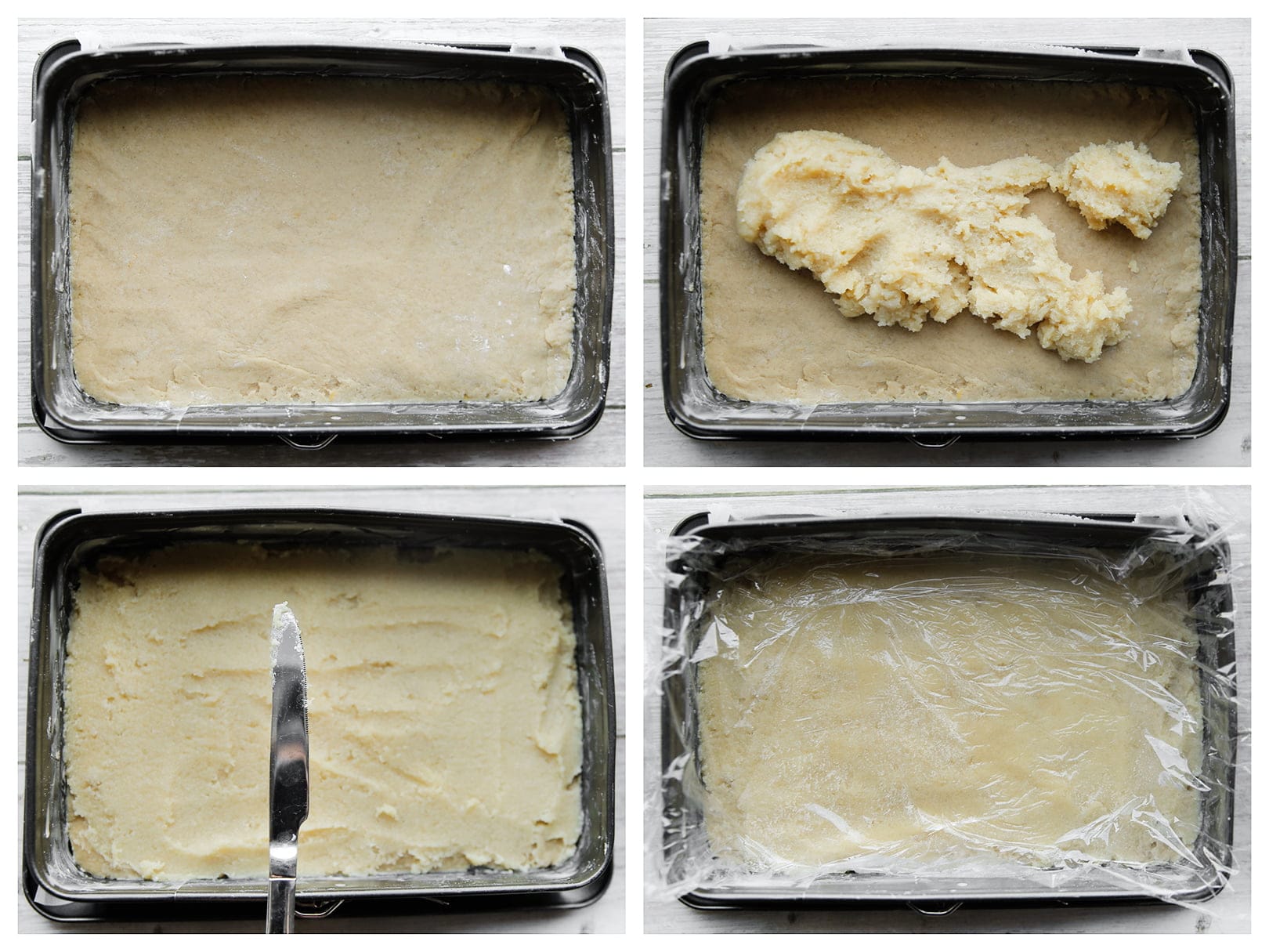 Koekjesdeeg en amandelspijs in een bakvorm