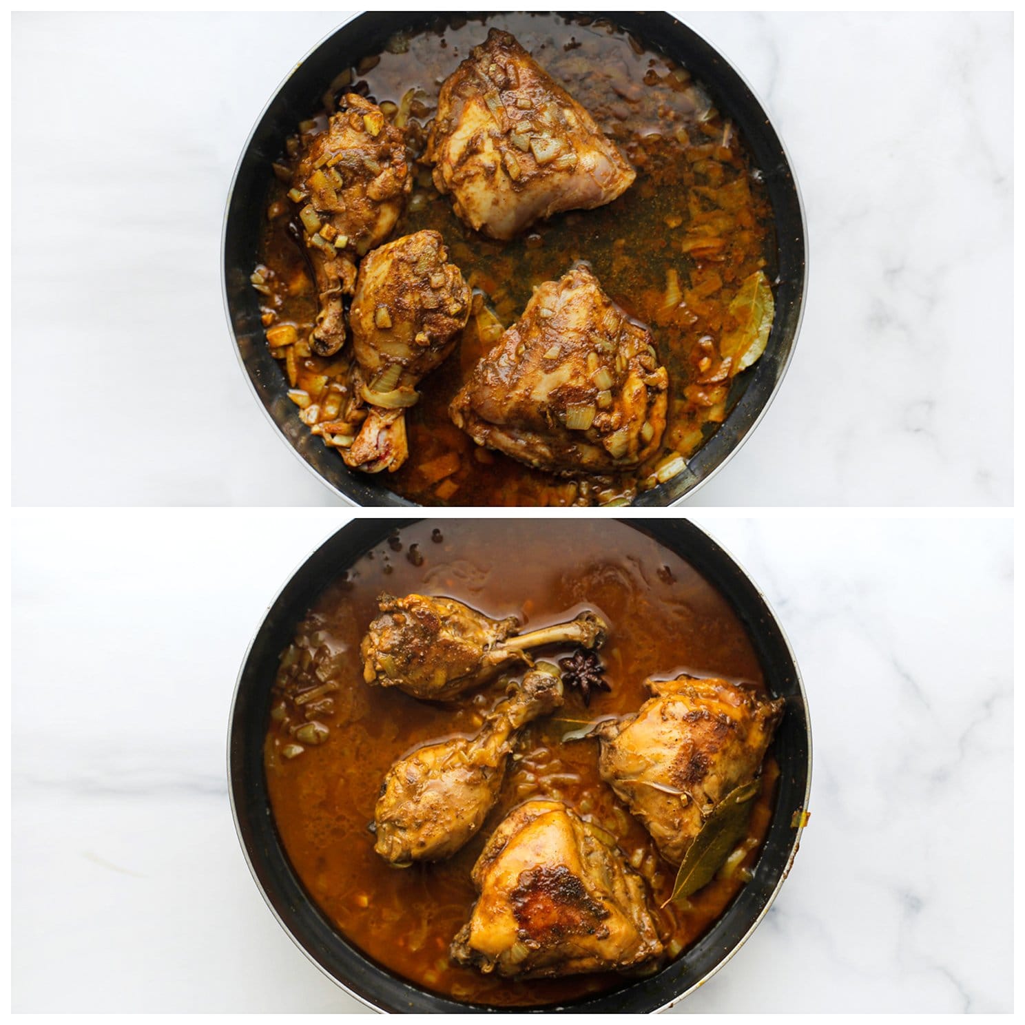 Kip koken in een koekenpan