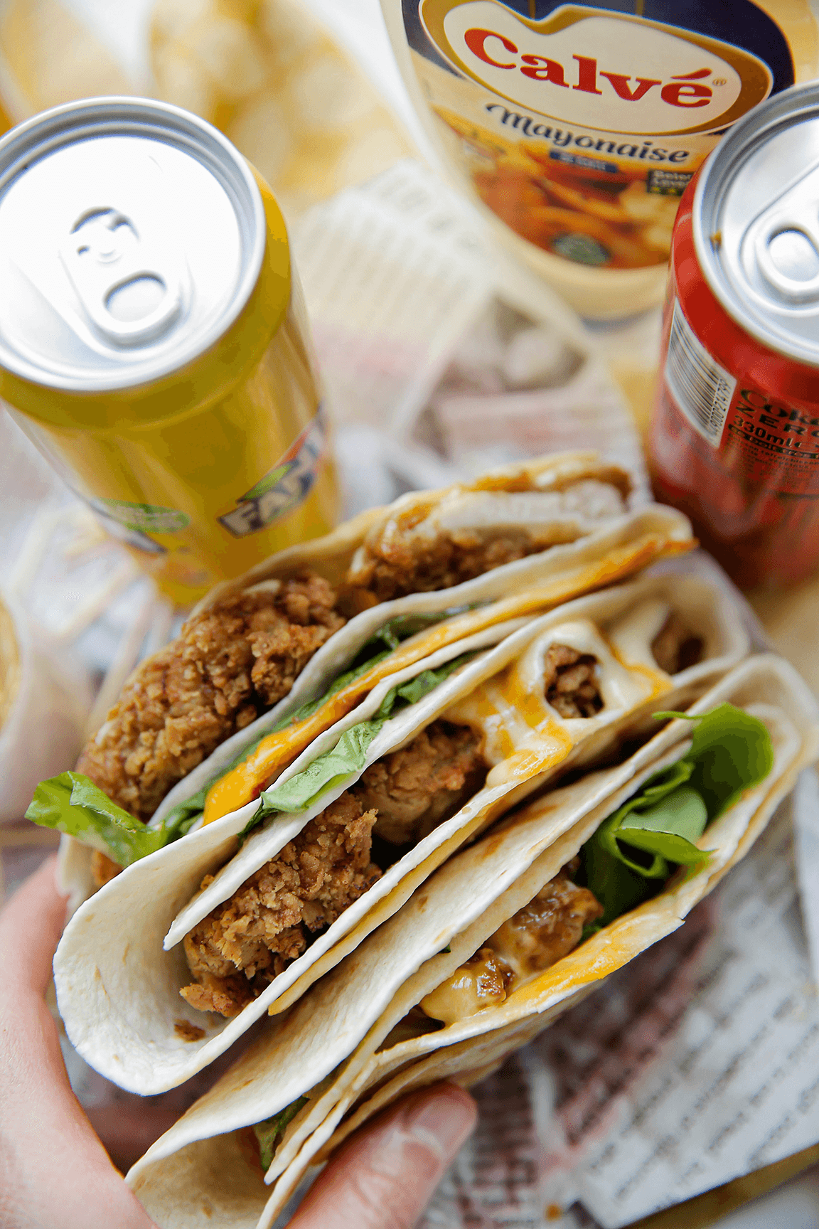 Tiktok wrap met krokante kip eindresultaat