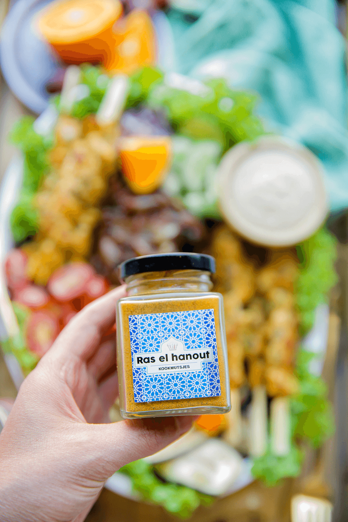 Gemarineerde kipspiesjes met salade ras el hanout Kookmutsjes.png