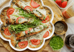 Orzo met zalm en pesto uit de oven Kookmutsjes