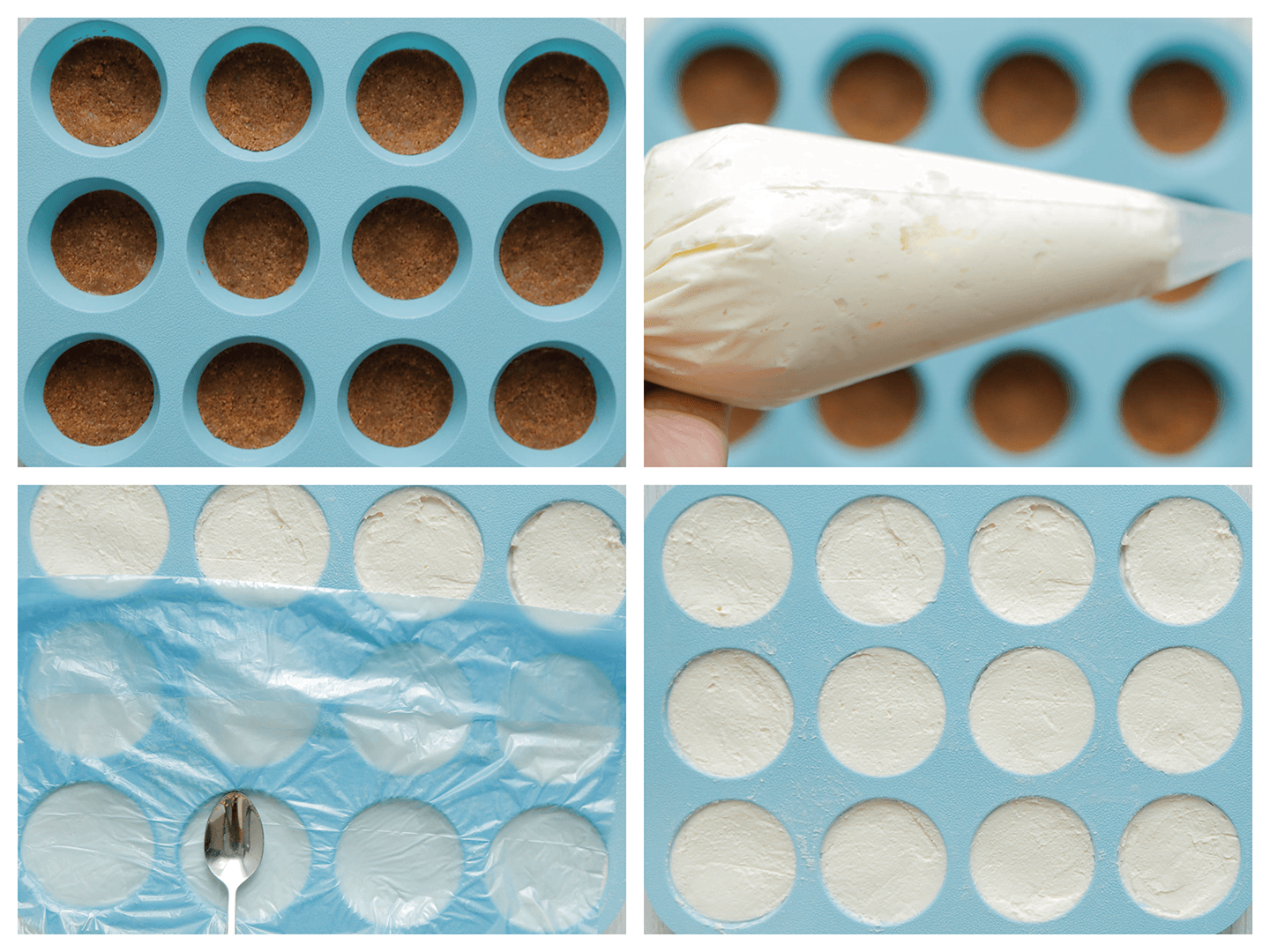 Cheesecakebeslag verdelen over de speculooskoek