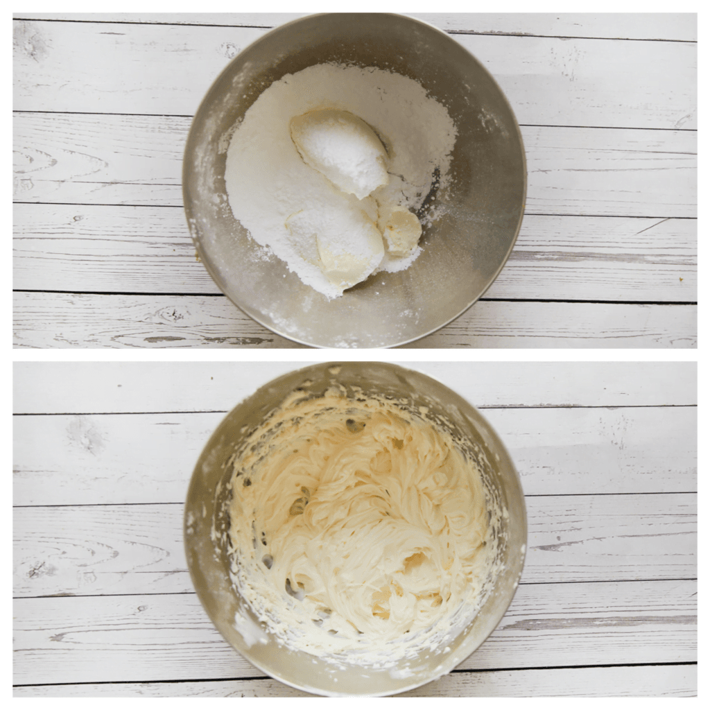 Doe de mascarpone samen met de poedersuiker in een diepe kom. Mix tot een gladde massa.
