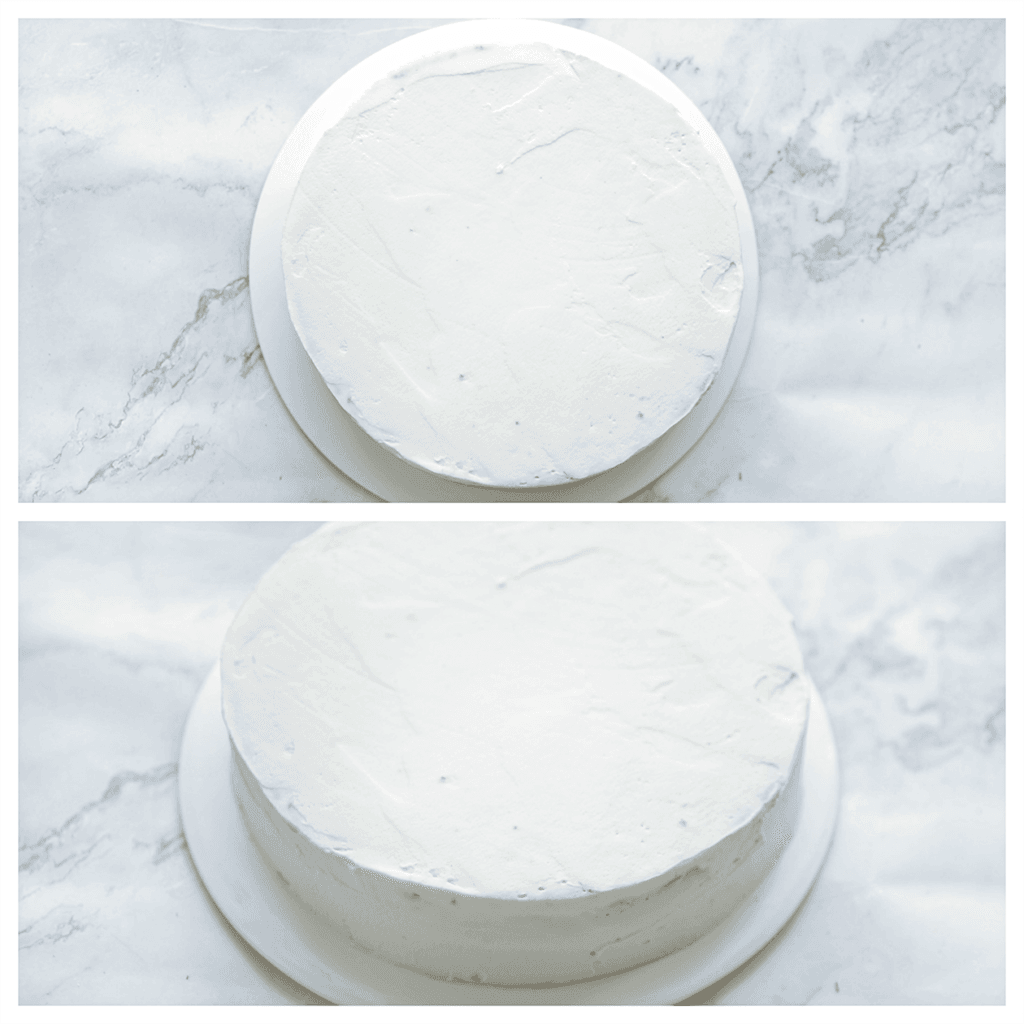 Smeer de room goed uit over de worteltaart. Neem de zijkanten en randen mee. Leg, afgedekt, in de koelkast om op te stijven. Het liefst voor een nachtje.