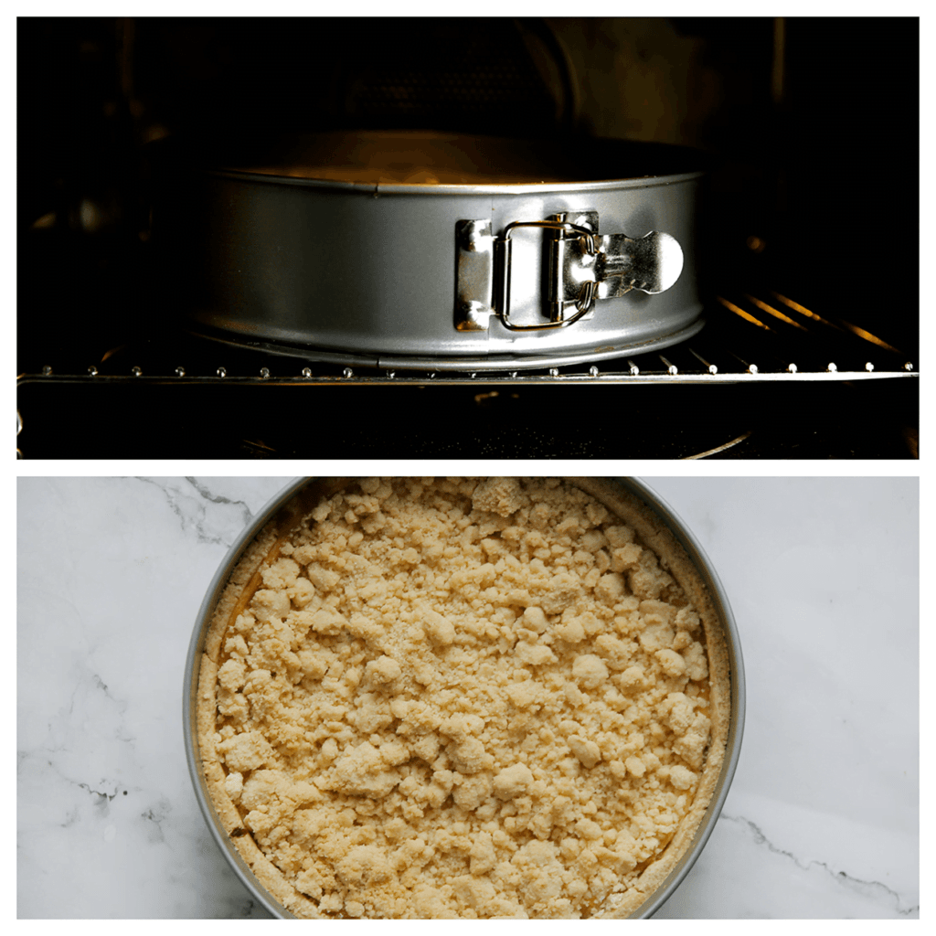 Zet de appelkruimeltaart in een voorverwarmde oven op 175 &deg;C. Bak 50-60 minuten of tot de appelkruimeltaart mooi goudbruin is gekleurd. Houd de baktijd zelf in de gaten, want elke oven werkt anders.