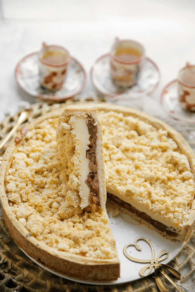 Appelkruimeltaart met gele room eindresultaat Kookmutsjes