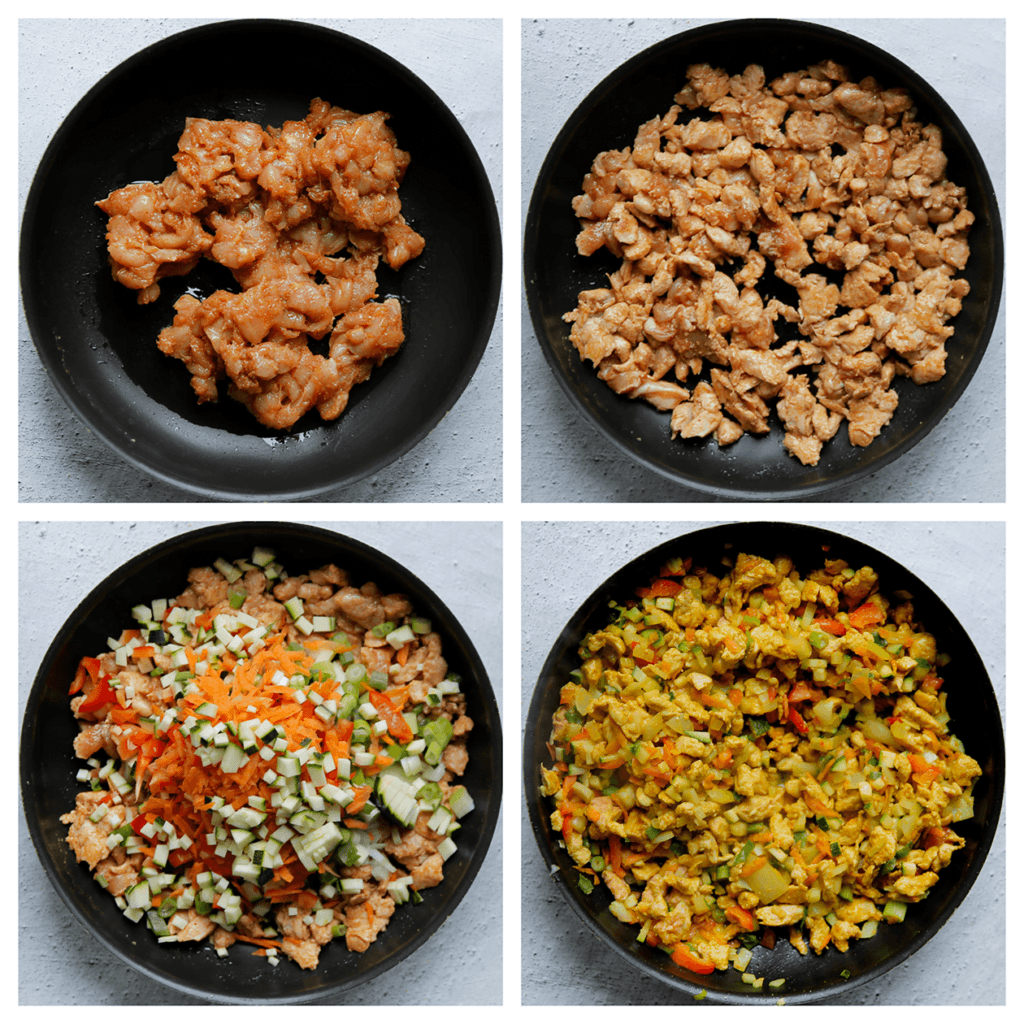 Verhit de zonnebloemolie in een koekenpan op middelhoog vuur. Voeg de kip toe en bak 5 minuten. Voeg de Italiaanse roerbakmix toe en bak 2-3 minuten. 