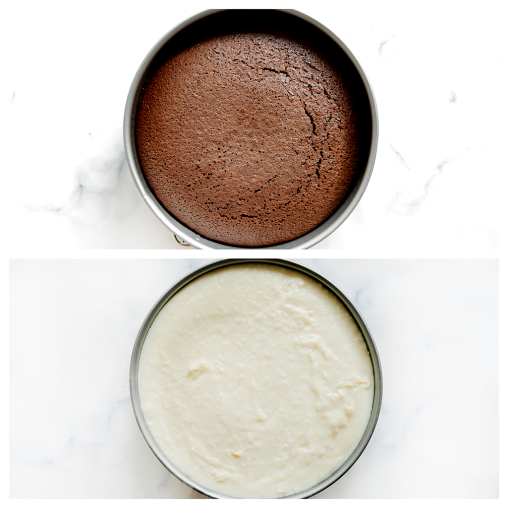 Verdeel het kokosmengsel over de chocoladecake. Zet de cake in een voorverwarmde oven op 175 ℃. Bak 10-12 minuten.