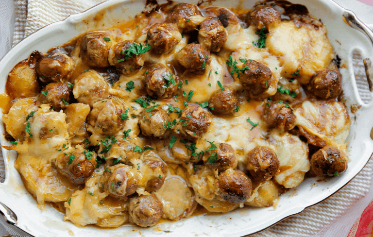 Aardappelschijfjes met gehaktballen