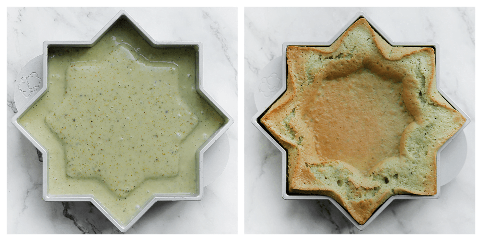 Pistachecake gaar bakken in de andalus bakvorm