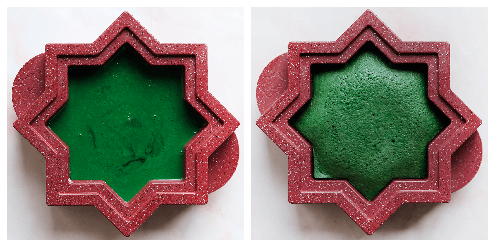 Groene cake ster bakken in de oven