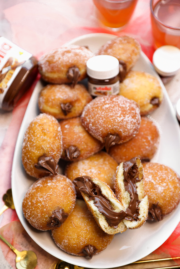 Donuts gevuld met nutella eindresultaat Kookmutsjes