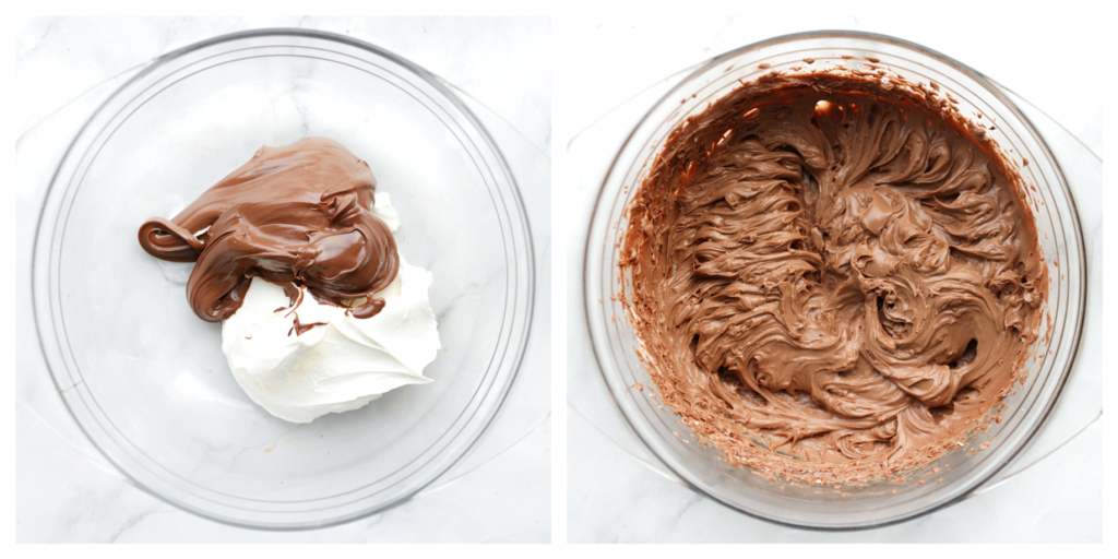 Doe de mascarpone samen met de Nutella in een kom. Mix tot een gladde massa.