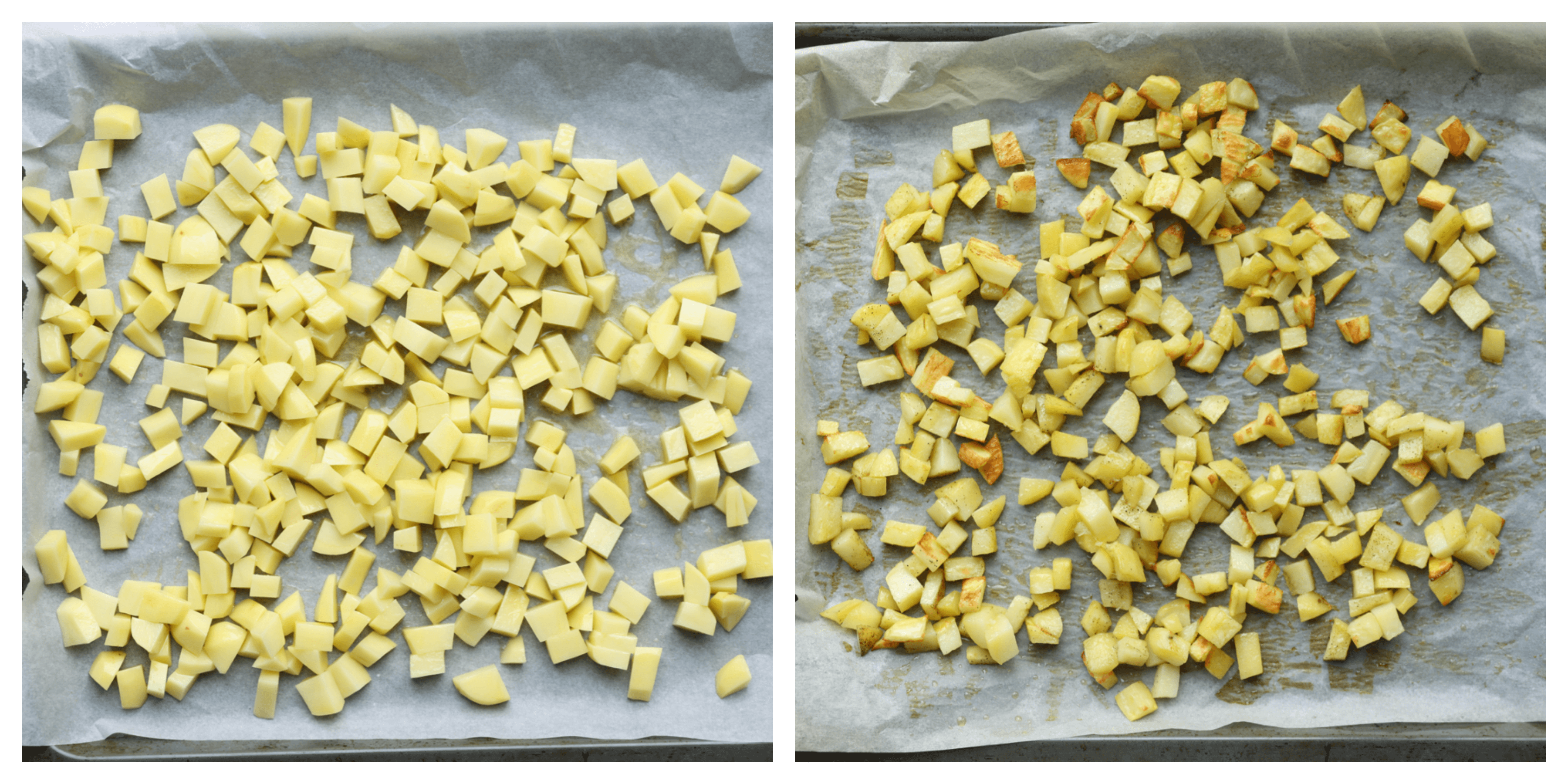 Aardappels bakken gaar in de oven