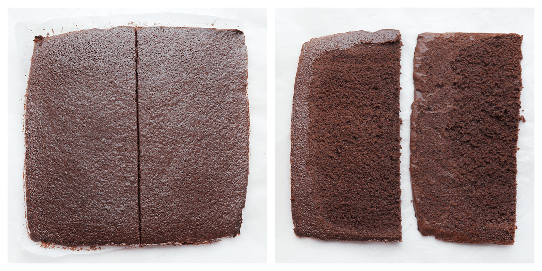 Chocoladecake doormidden snijden