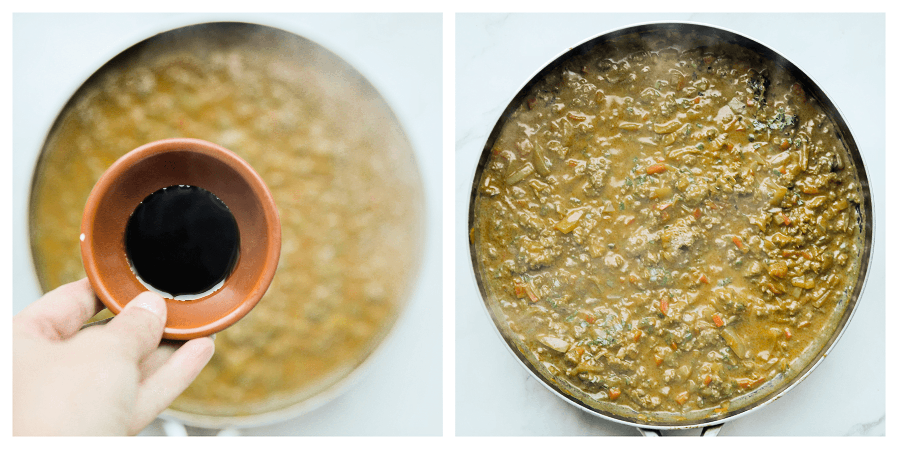 Ketjap manis toevoegen aan het gehaktmengsel