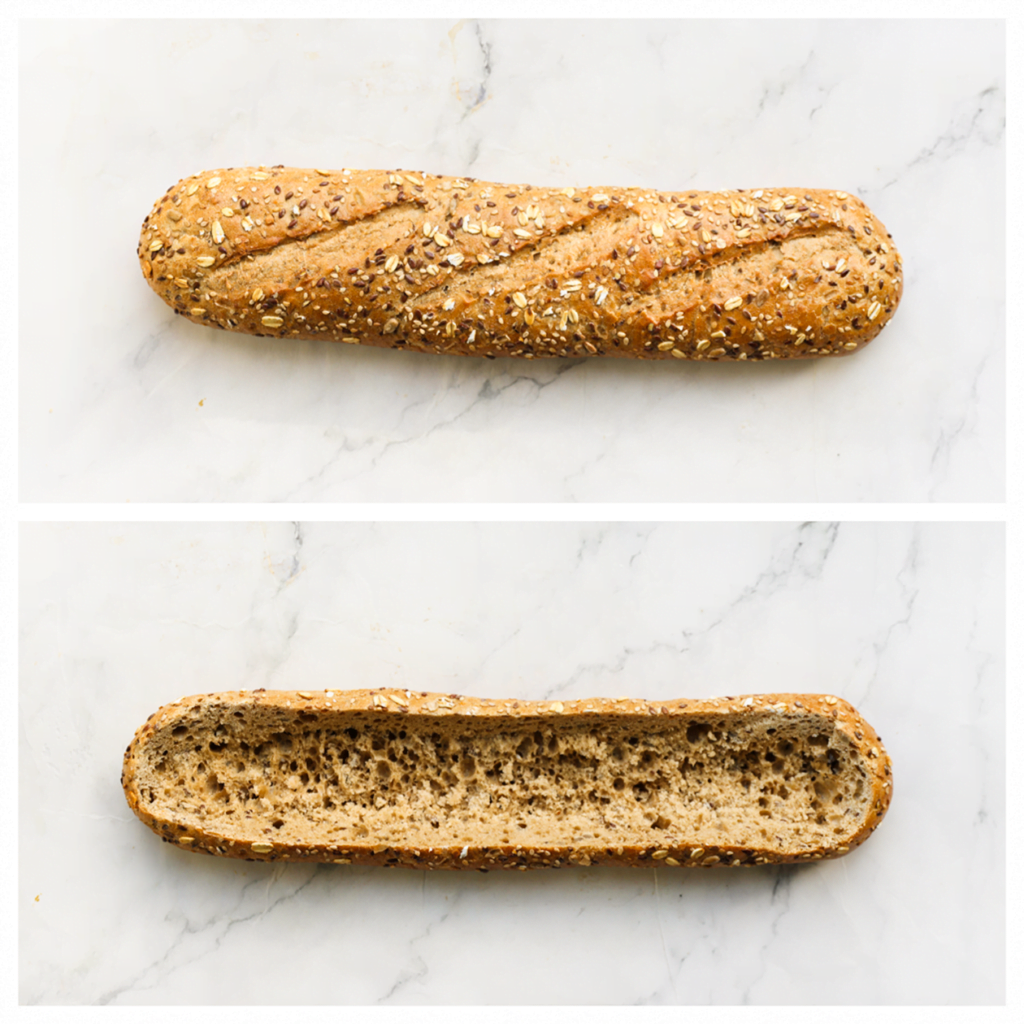 Snijd de binnenste van het stokbrood eruit. 
