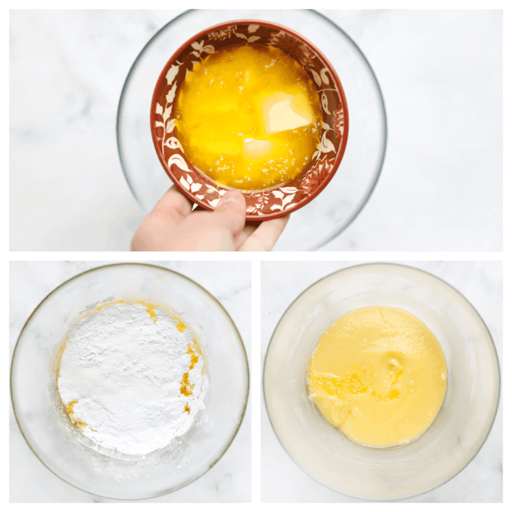 Doe de gesmolten roomboter samen met de poedersuiker en vanillesuiker in een diepe kom. Mix goed. Voeg het ei toe en mix tot een geheel. Voeg de maïzena, bloem en het bakpoeder toe. Meng en kneed tot een mooi koekjesdeeg.