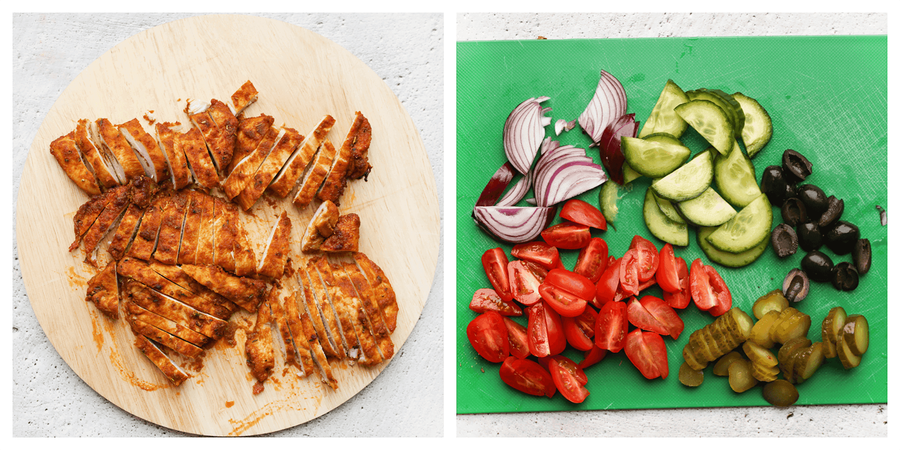 Kip en groenten in stukken snijden