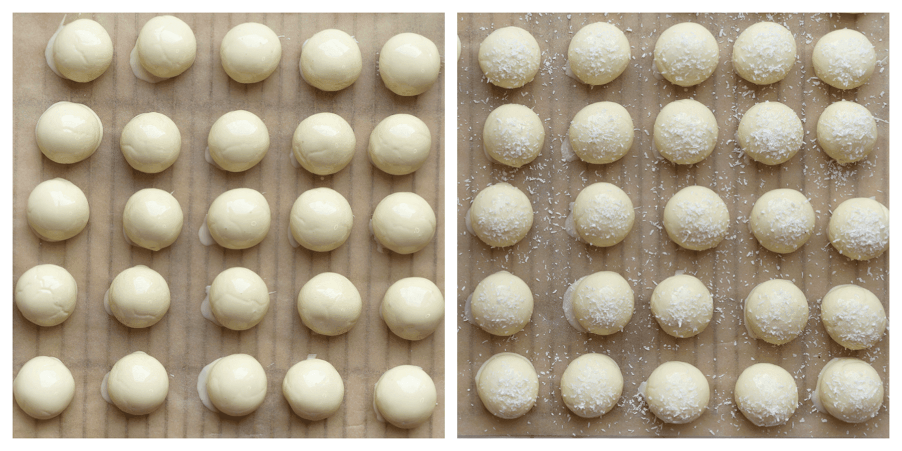 Maizenakoekjes garneren met gerapste kokos