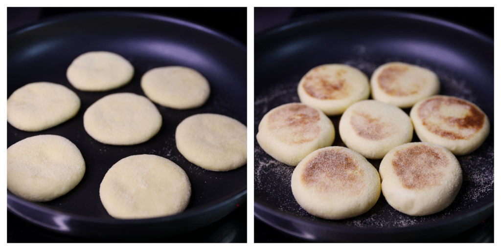 Verhit een koekenpan (met dikke bodem) op middelhoog vuur. Bak de mini thasnift aan beide kanten gaar. Dek de broodjes direct af met een schone theedoek, zodat ze zacht blijven.