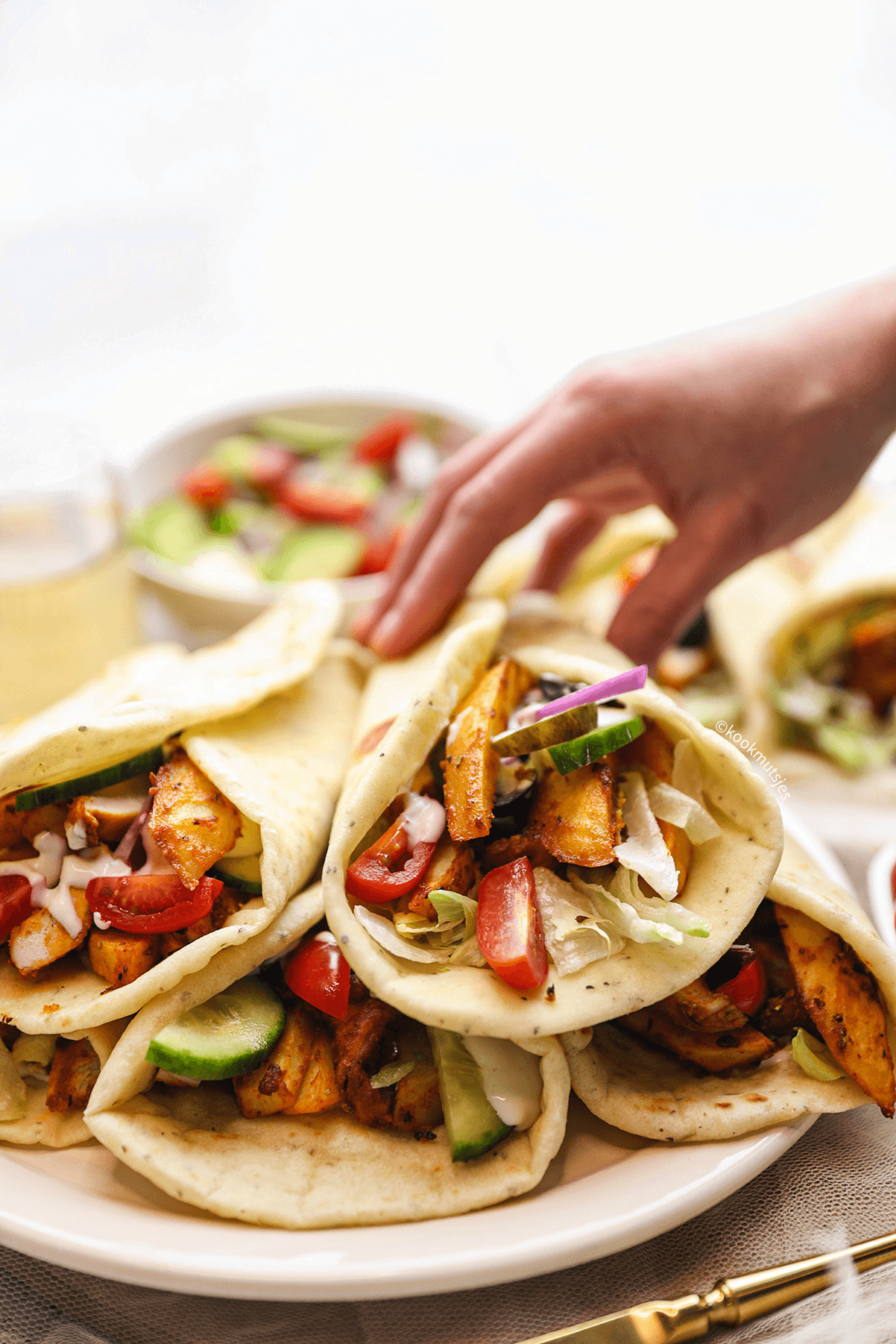 Platte broodjes met kip eindresultaat Kookmutsjes