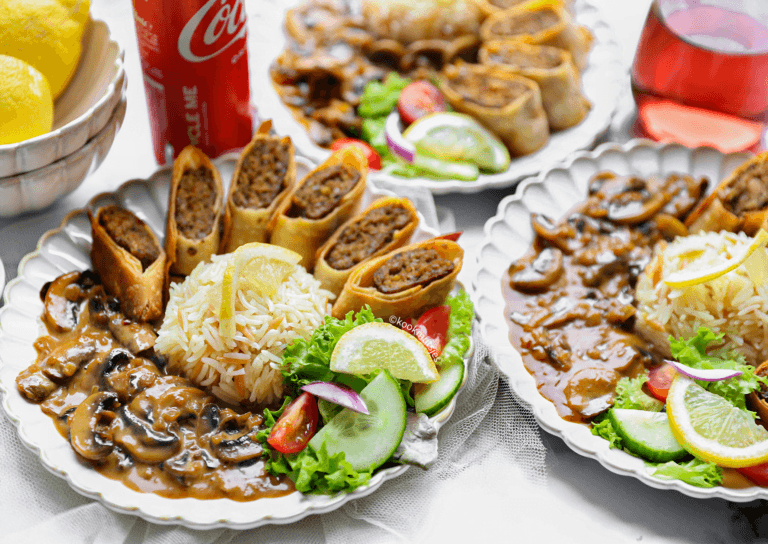 Beyti kebab met champignonsaus