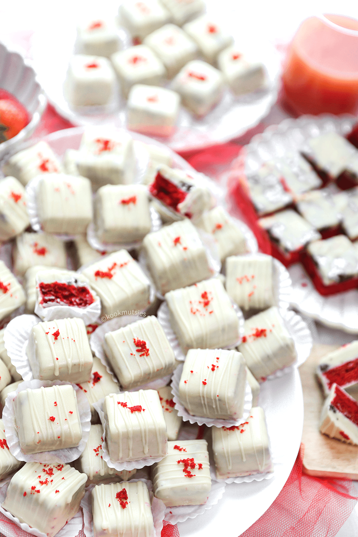 Red velvet brownies met oreo ganache eindresultaat Kookmutsjes